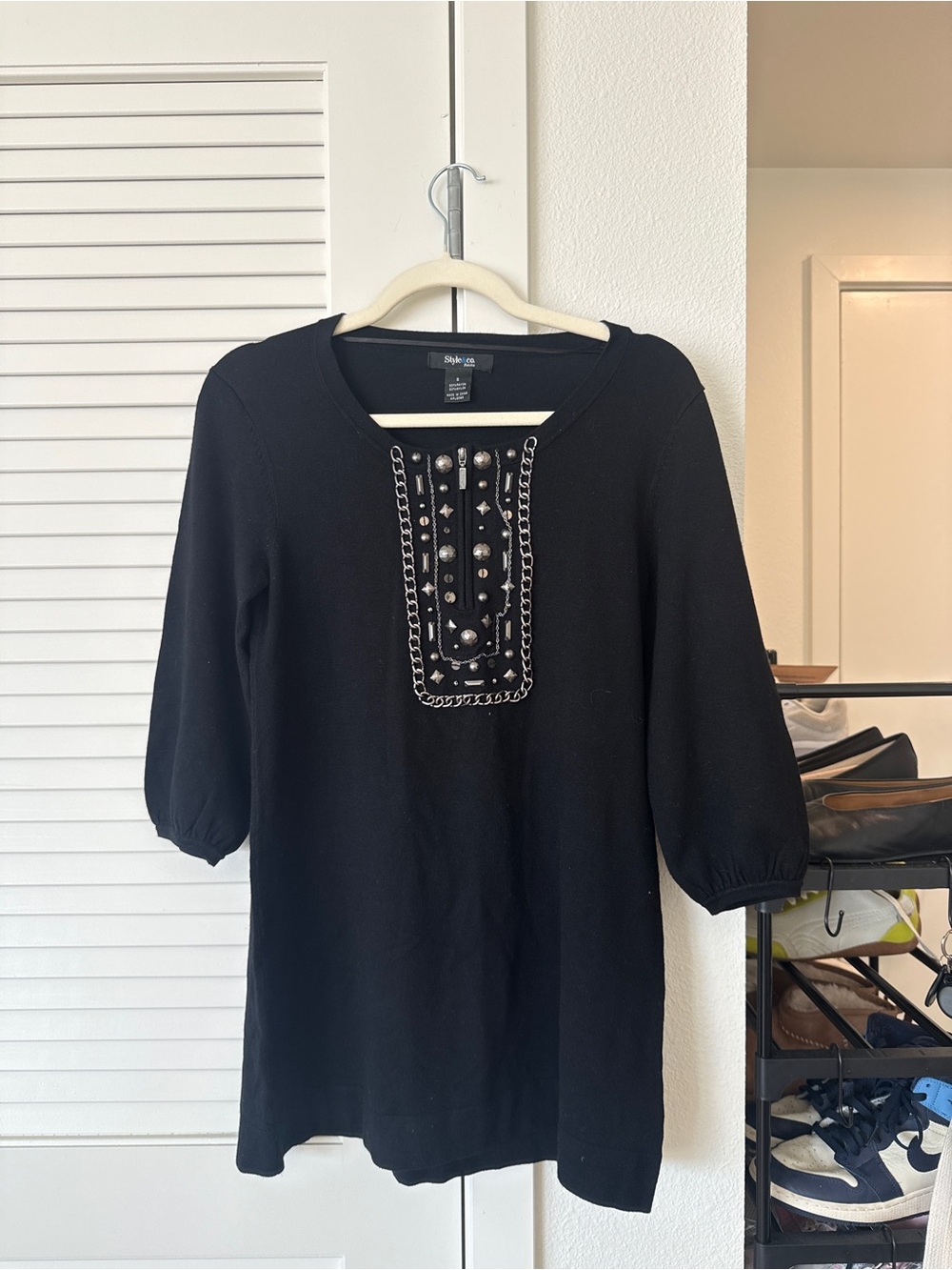 Vintage Style & Co. black knit mini dress